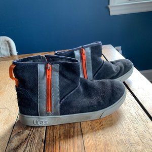 Ugg's Boy Boots- Blue Suede with Orange Side Zip- Size 6 Boys